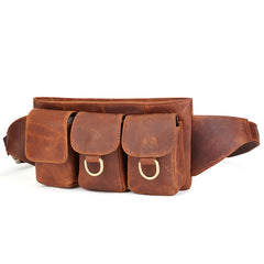 Vintage Leather Fanny Pack Mens Waist Bag Hip Pack Belt Bag for Men - iwalletsmen