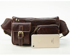 Vintage Leather Fanny Pack Mens Waist Bag Hip Pack Belt Bag for Men - iwalletsmen