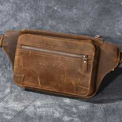 Vintage Leather Fanny Pack Mens Waist Bag Hip Pack Belt Bag for Men