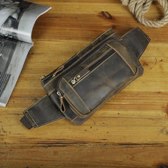 Vintage Leather Fanny Pack Mens Waist Bag Hip Pack Belt Bag for Men - iwalletsmen