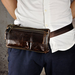 Vintage Leather Fanny Pack Mens Waist Bag Hip Pack Belt Bag for Men - iwalletsmen