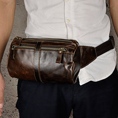 Vintage Leather Fanny Pack Mens Waist Bag Hip Pack Belt Bag for Men - iwalletsmen