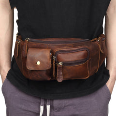 Vintage Leather Fanny Pack Mens Waist Bag Hip Pack Belt Bag for Men - iwalletsmen