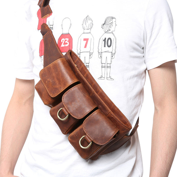 Vintage Leather Fanny Pack Mens Waist Bag Hip Pack Belt Bag for Men - iwalletsmen