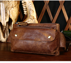 Vintage Leather Fanny Pack Mens Waist Bag Hip Pack Belt Bag for Men - iwalletsmen