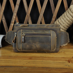 Vintage Leather Fanny Pack Mens Waist Bag Hip Pack Belt Bag for Men - iwalletsmen