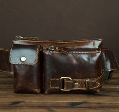Vintage Leather Fanny Pack Mens Waist Bag Hip Pack Belt Bag for Men - iwalletsmen
