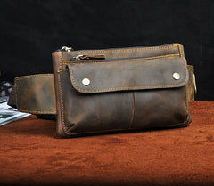 Vintage Leather Fanny Pack Mens Waist Bag Hip Pack Belt Bag for Men - iwalletsmen