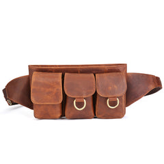 Vintage Leather Fanny Pack Mens Waist Bag Hip Pack Belt Bag for Men - iwalletsmen