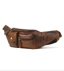 Vintage Leather Fanny Pack Mens Waist Bag Hip Pack Belt Bag for Men - iwalletsmen