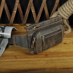 Vintage Leather Fanny Pack Mens Waist Bag Hip Pack Belt Bag for Men - iwalletsmen