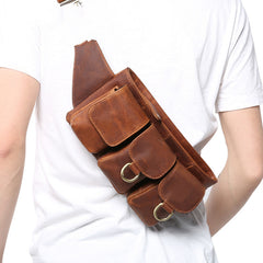 Vintage Leather Fanny Pack Mens Waist Bag Hip Pack Belt Bag for Men - iwalletsmen