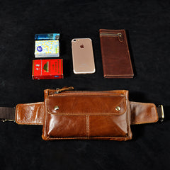 Vintage Leather Fanny Pack Mens Waist Bag Hip Pack Belt Bag for Men - iwalletsmen