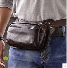 Vintage Leather Fanny Pack Mens Waist Bag Hip Pack Belt Bag for Men - iwalletsmen