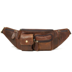 Vintage Leather Fanny Pack Mens Waist Bag Hip Pack Belt Bag for Men - iwalletsmen