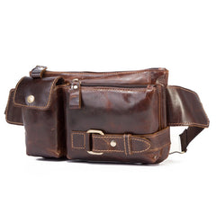 Vintage Leather Fanny Pack Mens Waist Bag Hip Pack Belt Bag for Men - iwalletsmen