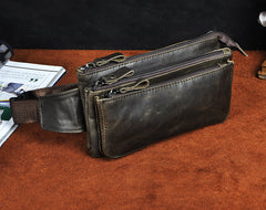 Vintage Leather Fanny Pack Mens Waist Bag Hip Pack Belt Bag for Men - iwalletsmen