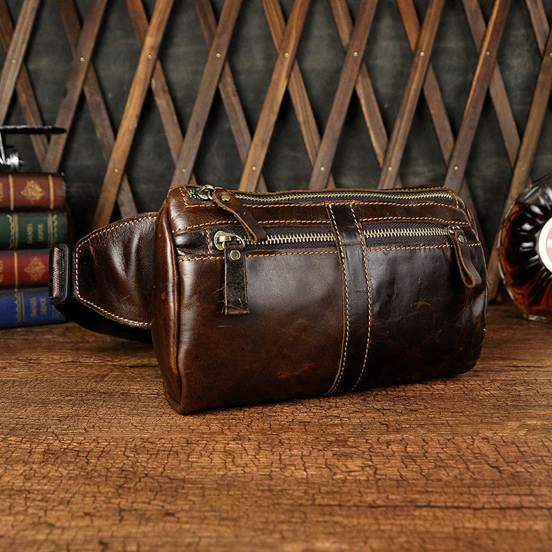 Vintage Leather Fanny Pack Mens Waist Bag Hip Pack Belt Bag for Men - iwalletsmen