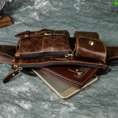 Vintage Leather Fanny Pack Mens Waist Bag Hip Pack Belt Bag for Men - iwalletsmen