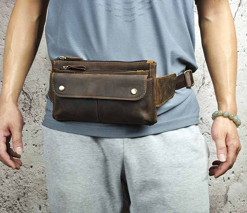 Vintage Leather Fanny Pack Mens Waist Bag Hip Pack Belt Bag Bumbag for –  iwalletsmen