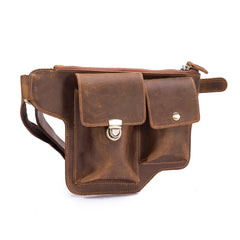 Vintage Leather Fanny Pack Mens Waist Bag Hip Pack Belt Bag for Men - iwalletsmen