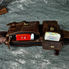 Vintage Leather Fanny Pack Mens Waist Bag Hip Pack Belt Bag for Men - iwalletsmen