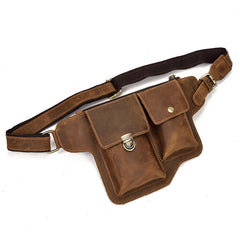Vintage Leather Fanny Pack Mens Waist Bag Hip Pack Belt Bag for Men - iwalletsmen