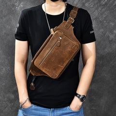 Vintage Leather Fanny Pack Mens Waist Bag Hip Pack Belt Bag for Men