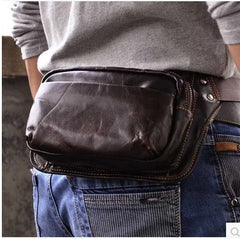 Vintage Leather Fanny Pack Mens Waist Bag Hip Pack Belt Bag for Men - iwalletsmen