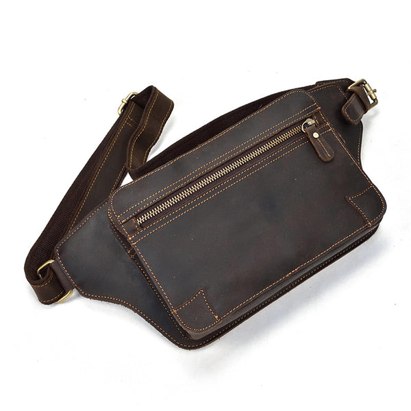 leather crossbody fanny pack​ Vintage Leather Fanny Pack Mens Waist Bag Leather Hip Pack Leather Belt Bag for Men