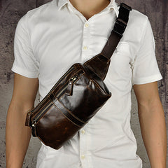 Vintage Leather Fanny Pack Mens Waist Bag Hip Pack Belt Bag for Men - iwalletsmen
