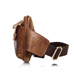 Vintage Leather Fanny Pack Mens Waist Bag Hip Pack Belt Bag for Men - iwalletsmen