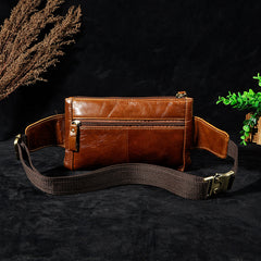 Vintage Leather Fanny Pack Mens Waist Bag Hip Pack Belt Bag for Men - iwalletsmen