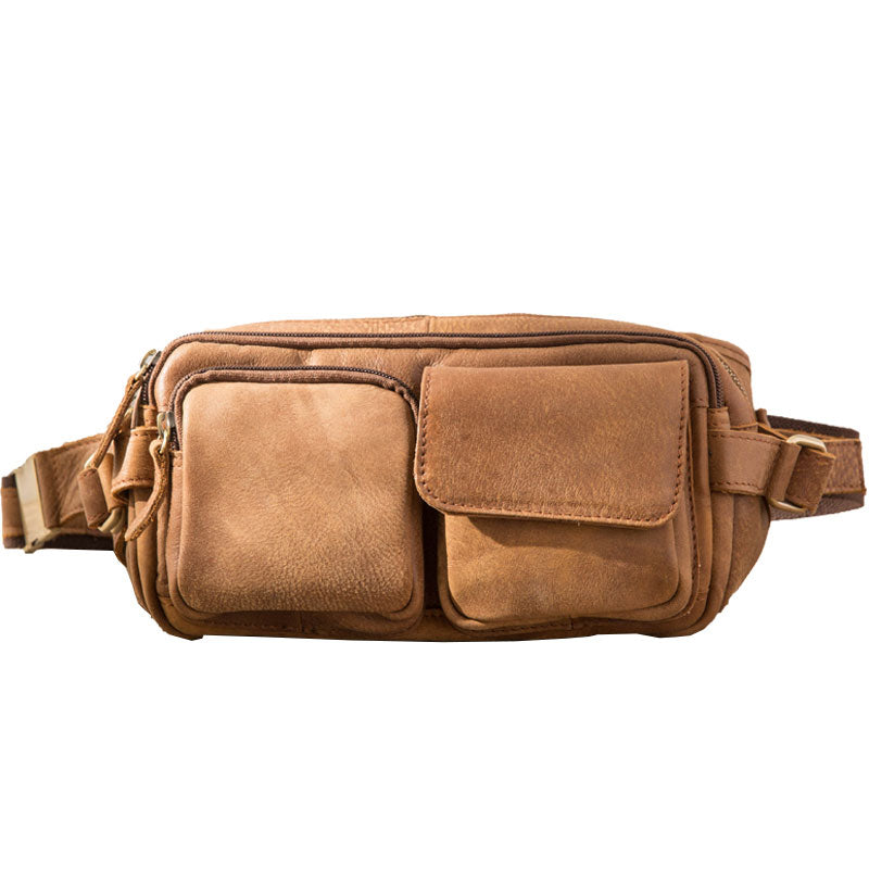 Vintage Leather Fanny Packs Mens Waist Bag Hip Pack Belt Bag for Men - iwalletsmen