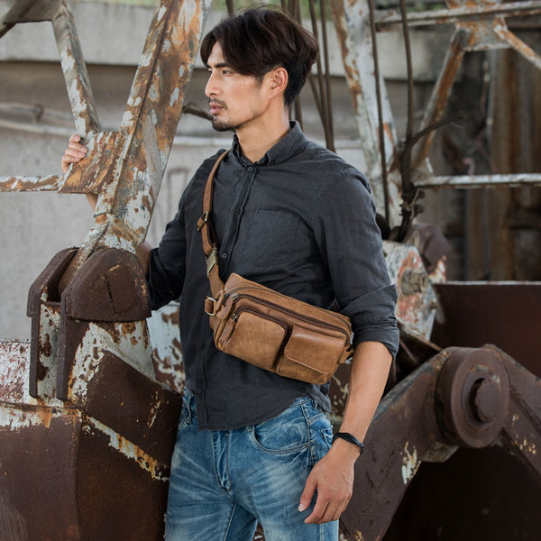 Vintage Leather Fanny Packs Mens Waist Bag Hip Pack Belt Bag for Men - iwalletsmen