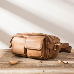 Vintage Leather Fanny Packs Mens Waist Bag Hip Pack Belt Bag for Men - iwalletsmen