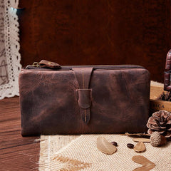 Vintage Coffee Cool Mens Leather Long Wallets Bifold Long Wallet for Men - iwalletsmen