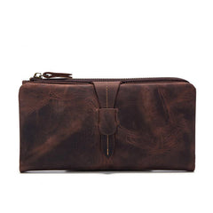 Vintage Coffee Cool Mens Leather Long Wallets Bifold Long Wallet for Men - iwalletsmen