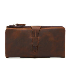 Vintage Coffee Cool Mens Leather Long Wallets Bifold Long Wallet for Men - iwalletsmen