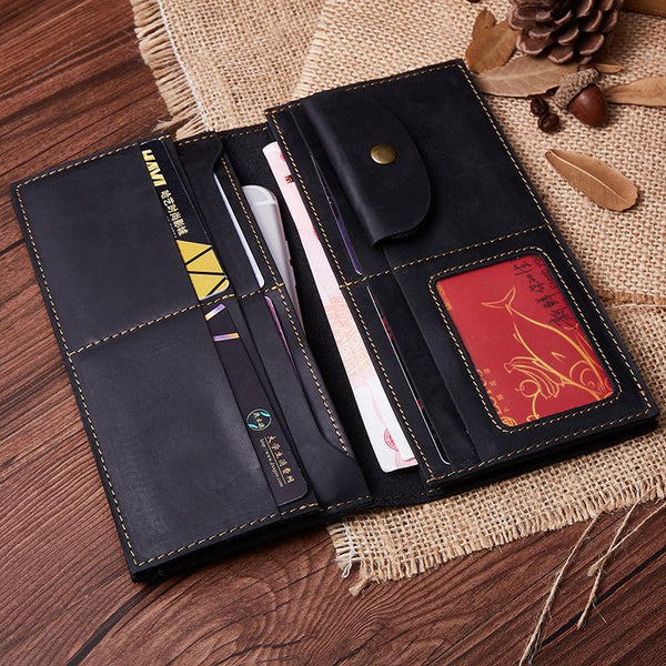 Cool Coffee Mens Leather Long Wallets Bifold Long Wallet for Men - iwalletsmen