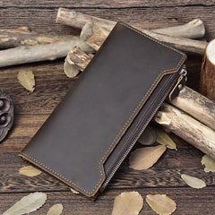 Vintage Leather Mens Cool Long Wallet Cool Bifold Long Wallet for Men - iwalletsmen