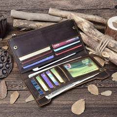 Vintage Leather Mens Cool Long Wallet Cool Bifold Long Wallet for Men - iwalletsmen
