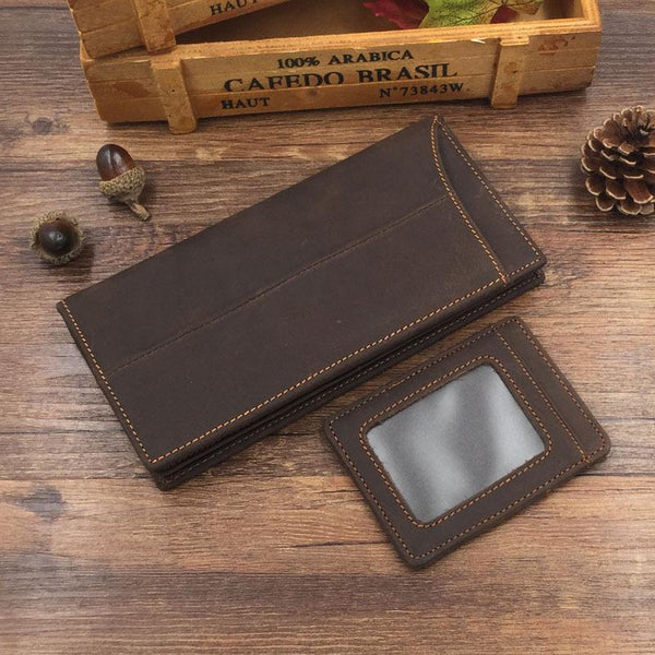 Vintage Leather Mens Cool Long Wallet Cool Bifold Long Wallets for Men - iwalletsmen