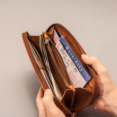 Vintage Leather Long Wallets for Men Zipper Long Wallet - iwalletsmen