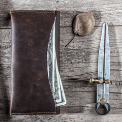 Vintage Leather Long Wallets for men Bifold Men Long Wallet - iwalletsmen