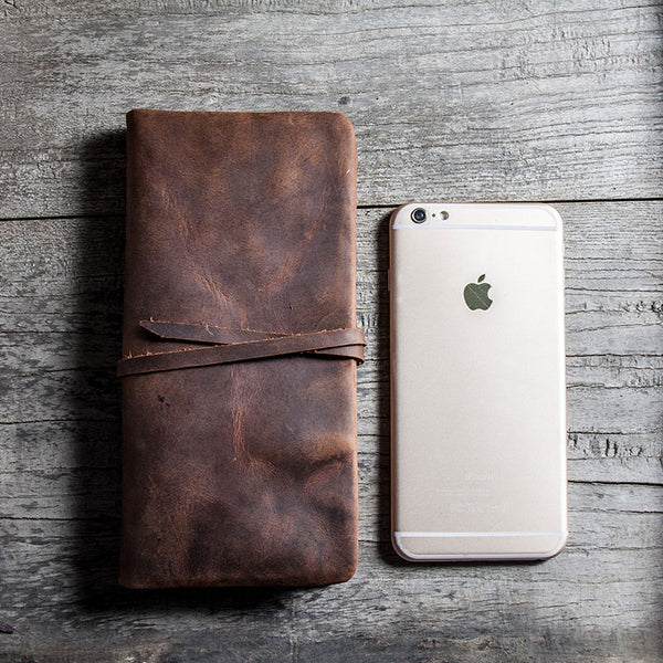 Vintage Leather Long Wallets for men Bifold Men Long Wallet - iwalletsmen