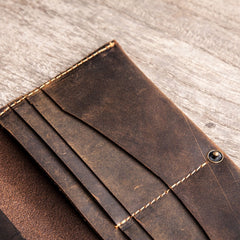 Vintage Leather Long Wallets for men Bifold Men Long Wallet - iwalletsmen