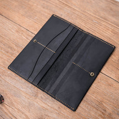 Vintage Leather Long Wallets for men Bifold Men Long Wallet - iwalletsmen