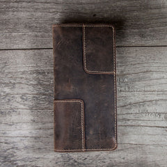 Vintage Leather Long Wallets for men Trifold Men Long Wallet - iwalletsmen