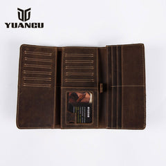 Vintage Leather Long Wallets for men Trifold Men Long Wallet - iwalletsmen
